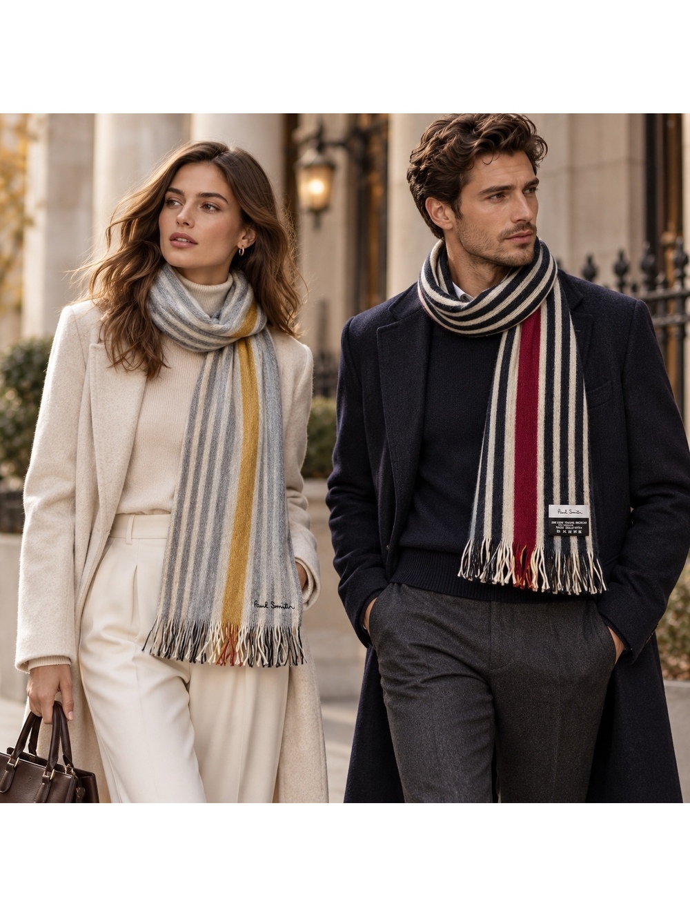 Paul Smith Striped Reversible Virgin Wool Scarf Made in Germany Unisex
